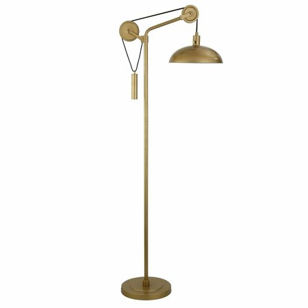 HUDSON & CANAL Henn &amp; Hart  Neo Aged Brass Floor Lamp with Solid Wheel Pulley System FL0715